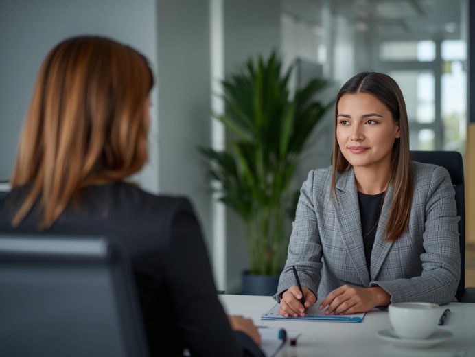 Dos mujeres en una entrevista de trabajo.
