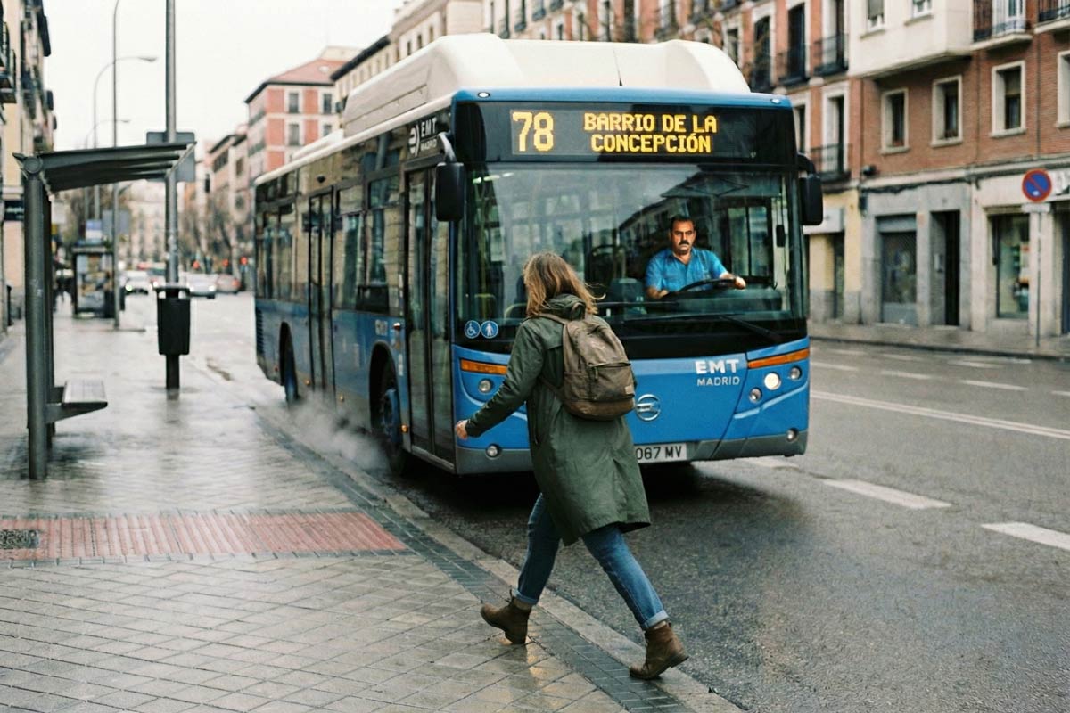 perder el autobús - Prueba Esto Hoy Una mujer joven core hacia el autobús en la parda.