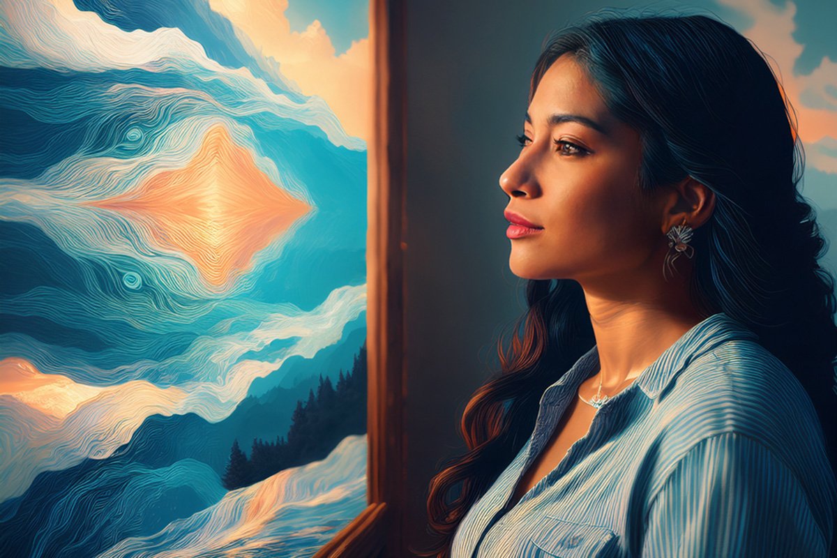 Un ejemplo de meditación mientras se contempla arte.