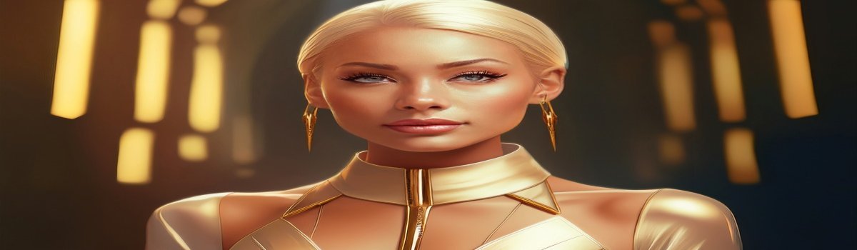 mujer dorada - Prueba Esto Hoy Una mujer dorada como personaje de cine o televisión. Generada por IA.
