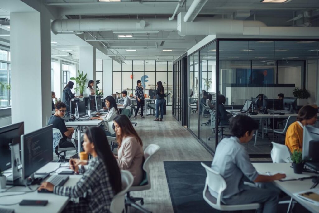 Ambiente en una oficina moderna.