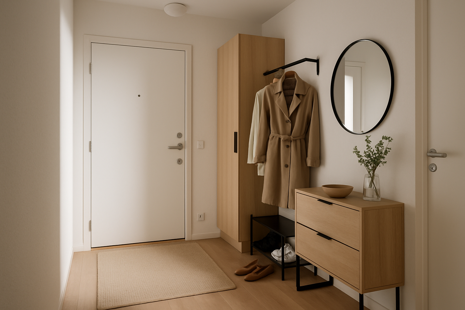 A very tidy entrance hall to a small modern apartment - Prueba Esto Hoy